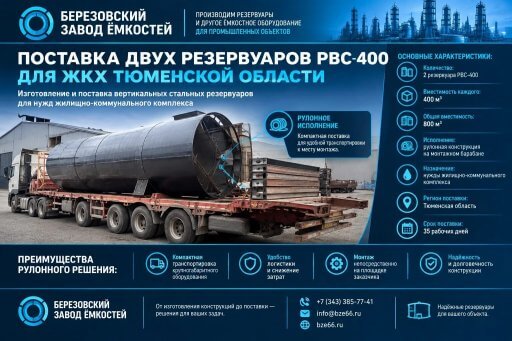 Поставка двух резервуаров РВС-400 для ЖКХ Тюменской области
